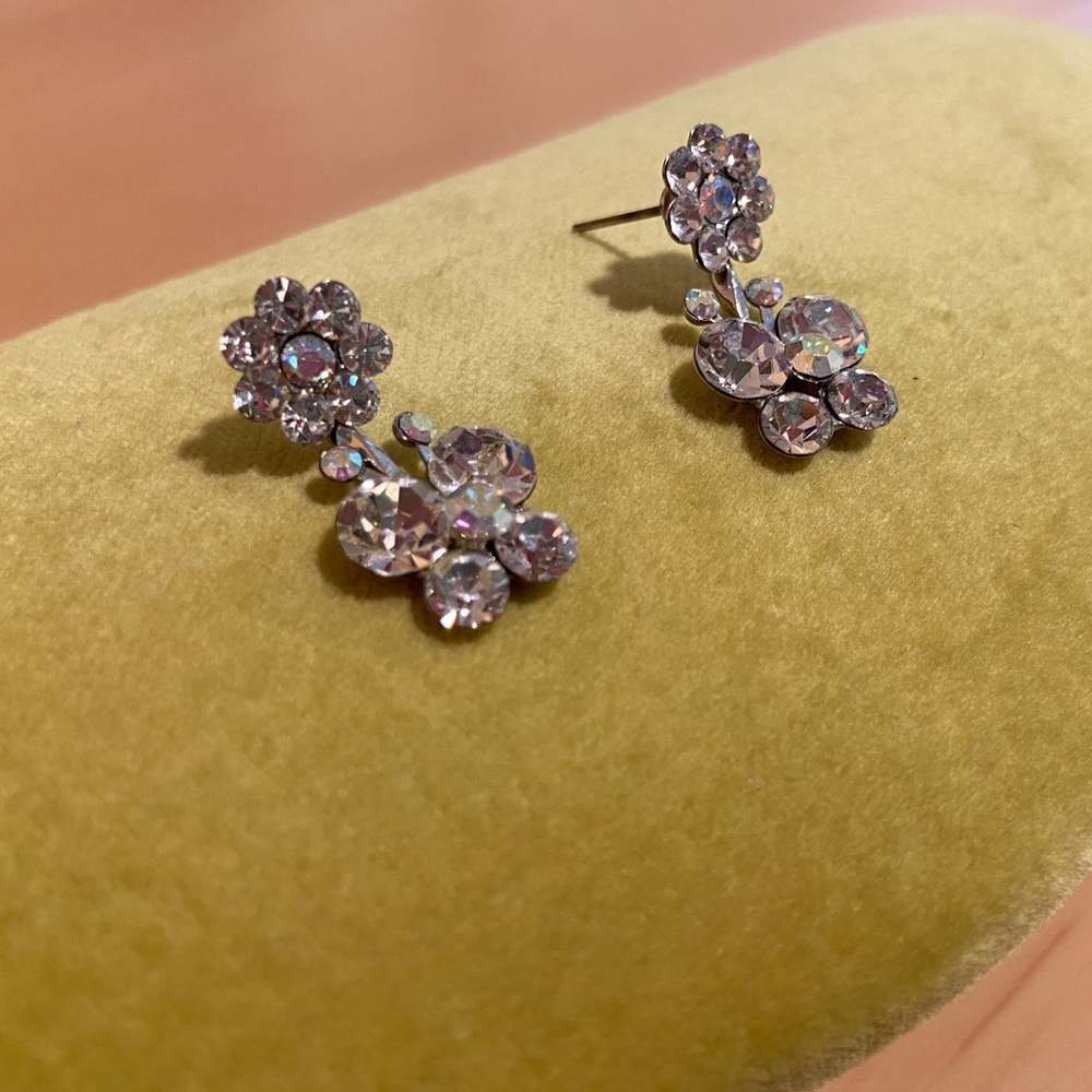 Crystal drop butterfly earrings. NEVER BEEN WORN